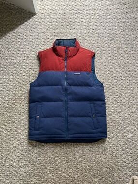 Patagonia navy and red insulated puffer vest